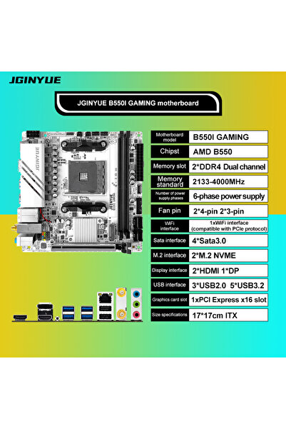 Choice لوحة أم JGINYUE AMD B550 AM4 mini ITX تدعم معالجات Ryzen R5 من سلسلة 4...