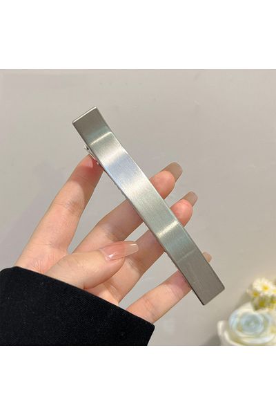 Choice Silvery 1pc Korean Style Simple Metal Single Line Grab Clip Women Simple Fashion Duckbill Clip Exqui
