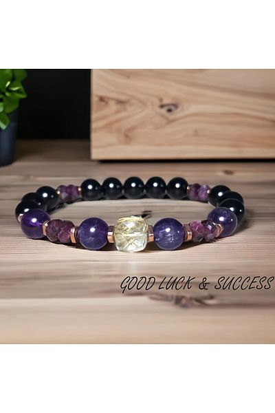 Choice MULTI 20cm 1pc/Attract Money Citrine Empathy Protection Bracelet Garnet Black Tourmaline Amethyst Br