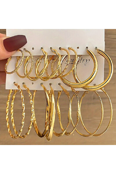 Choice خاتم موبيوس الكلاسيكي العصري باللون الذهبي، أقراط دائرية ذهبية اللون ب...