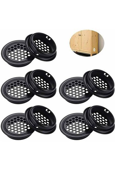 Choice A 10pcs Round Cabinet Air Duct Vent Dia.35mm Steel Louver Mesh Hole Plug Decoration Cover Wardrobe .