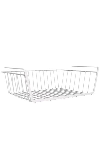 Choice 1pc White 1pc Hanging Net Basket Iron Material Large Capacity Hanging Under Cabinet Wall Wardrobe St
