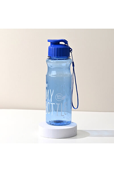 Choice زجاجة مياه بلاستيكية زرقاء سعة 550 مل، كوب رياضي محمول مع حبل مضاد للس...