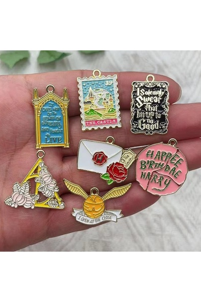 Choice 1 10PCS New Alloy Dripping Charm Charm Pendant Cartoon School of Magic Pendant DIY Keychain Earring.