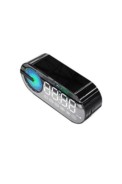 Choice Black USB Charging Radio Alarm Clock RGB Portable Bluetooth Speaker FM Large Display Mute Mirror Dig