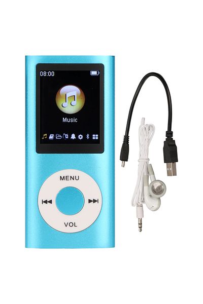 Choice مشغل MP3 أزرق أنيق متعدد الوظائف بدون فقدان الصوت شاشة LCD رفيعة مقاس 1.8 بوصة مشغل موسيقى MP3 محمول