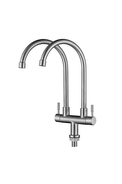 Choice Silver Baokemo Kitchen Faucet Brushed Stainless Steel Double Tube Single Cold Vegetable Basin Faucet