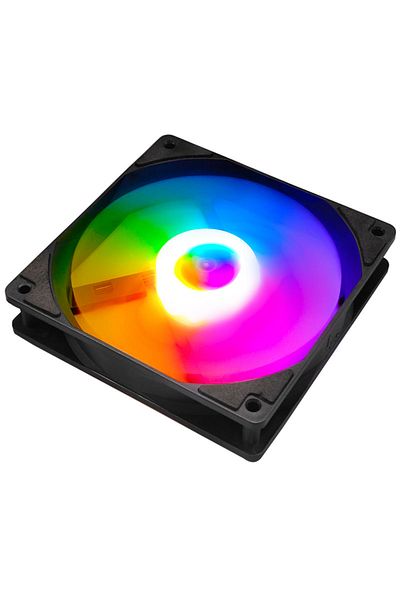 Choice مروحة تبريد علبة كمبيوتر مكتبي MANMU SFS-02-أسود، مقاس 12 سم، مزودة بإضاءة LED وكتم صوت RGB، كبيرة الحجم F