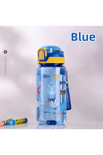 Choice 600ml Blue 600ml Dinosaur Water Bottle For Kids Water Sippy Cup With Silicone Straw Leakproof Plasti