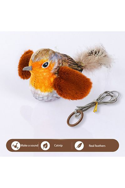 Choice Dark Brown Smart Cat Chirping Bird Toy - Auto Sound Activation, Chew-resistant Feathers & Catnip Att
