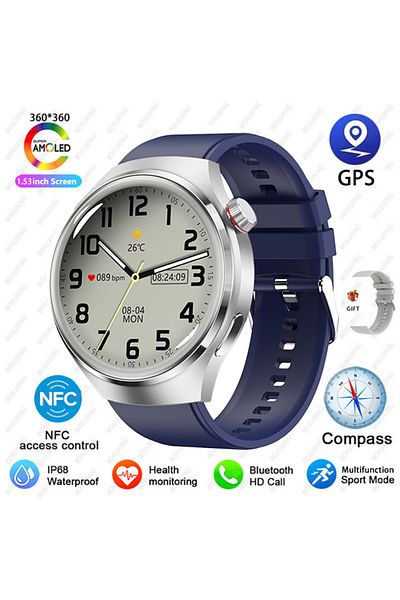ZYKEXUAN Blue silicone1 For Huawei WATCH 4 Pro Smart Watch Men AMOLED HD Screen Bluetooth Call GPS Trajector