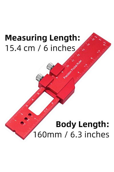 Choice 160mm Precision Metal Slide Aluminum Alloy Pocket Ruler with Inch / Metric Dual Scale for Woodworkin