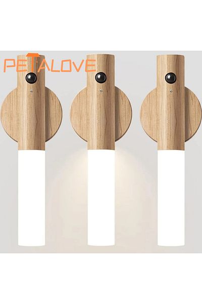 Choice Beige 3PCS Motion Sensor LED Night Light Rechargeable Wall Sconces Magnetic Wall Lights Wooden Wall