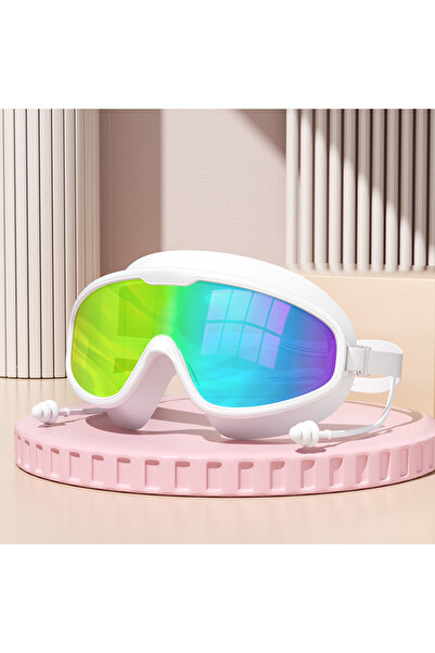 Choice نظارات سباحة مطلية بالكهرباء البيضاء بإطار كبير نظارات سباحة بإطار كبير عالية الدقة ورؤية واسعة ومضادة للضباب والأشعة فوق البنفسجية