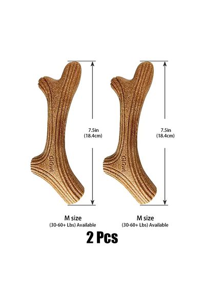 Choice M 18.4cm 7.24inch 2 Dog Chew Toys Real Wooden Deer Antlers for Aggressive Chewers Large Dog Chewing