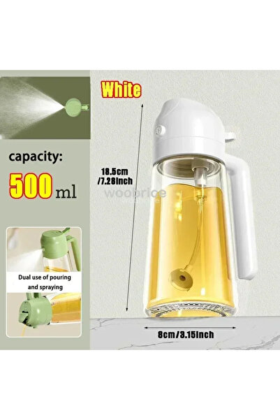 Choice زجاجة بخاخ زيت المطبخ 2 في 1 من الزجاج الأبيض زجاجة بخاخ زيت زجاجية مت...