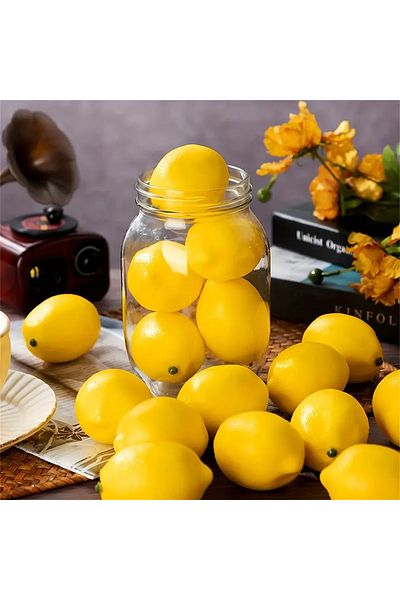 Choice 2.95inch Yellow 20pcs, Artificial Lemon 3inch, Simulation Lemon Artificial Yellow Lemon Fake Lemon,