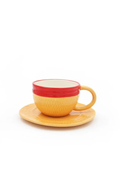 Choice كوب قهوة أنمي لوفي سعة 250 مل مع صحن بتصميم إبداعي على شكل قبعة لوفي إ...