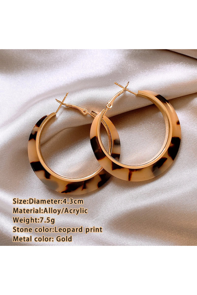 Choice أقراط دائرية ذهبية اللون بطبعة جلد الفهد للنساء 2024 مجوهرات جوثي الراقية الجديدة