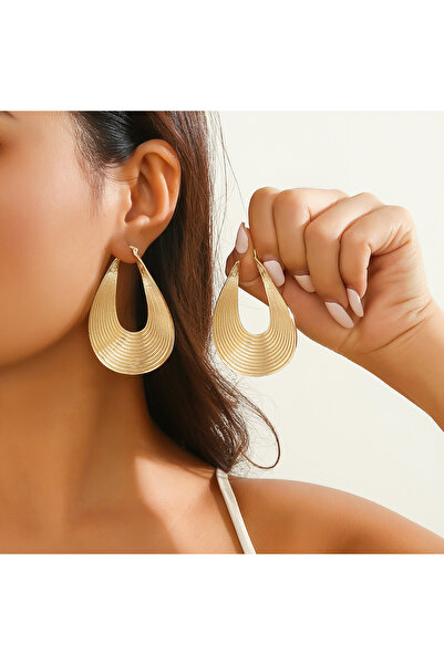 Choice أقراط دائرية كبيرة من لاكتو ستيم بانك مجوفة بيضاوية الشكل باللون الذهب...