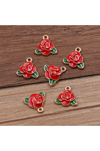 PULCHRITUDE 10 قطع حمراء 17*17 مم 2 لون سبيكة معدنية قطرة زيت عيد الحب دلايات...