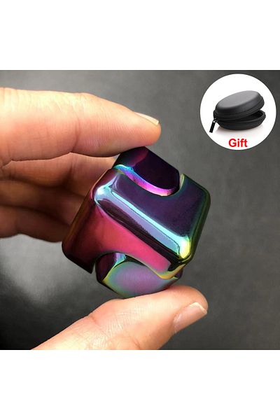 Choice NO.4776 Metal Cube Rotating Fingertip Gyroscope Fidget Anti Stress Toys Adult Office Home Travel Por