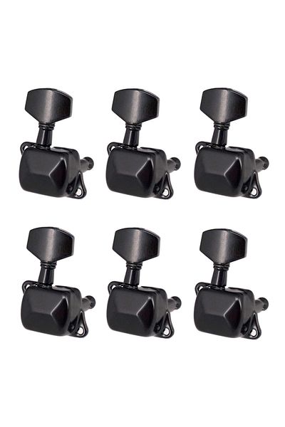 Choice 6PCS Right Black 6 Pieces Guitar String Tuning Pegs Semi-closed Tuning Machine Machine Heads Tuners