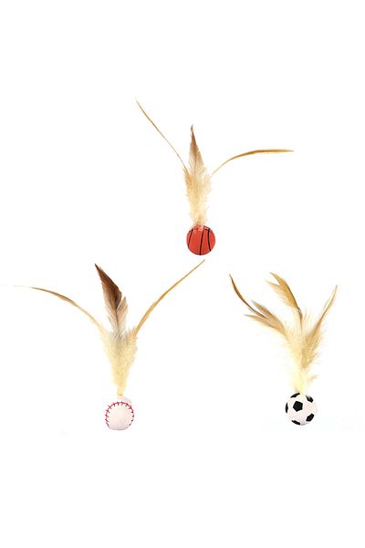 Choice 3Pcs 1/3Pcs New Cat Interactive Ball Toys Bouncy Balls with Feathers Indoor Cat Game Toy Feather Cat