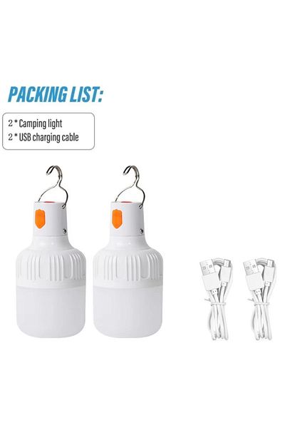Choice 2PC 2PC Camping Brightness Light Portable Rechargeable Dimmable LED Bulb Outdoor Tent Light Emergenc