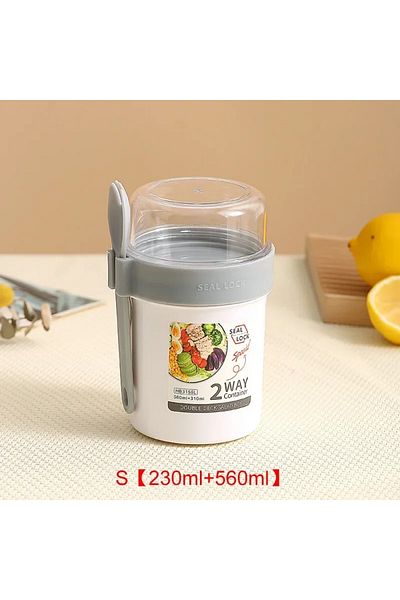 Choice White-s Portable Salad Cups Container Plastic With Lid And Fork Overnight Cup Breakfast Oatmeal Cere