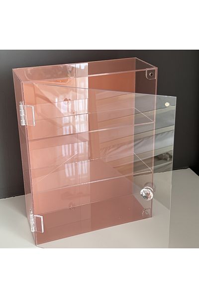 Choice Pink 1pc Open door acrylic display cabinet with handle, transparent dustproof large capacity storage