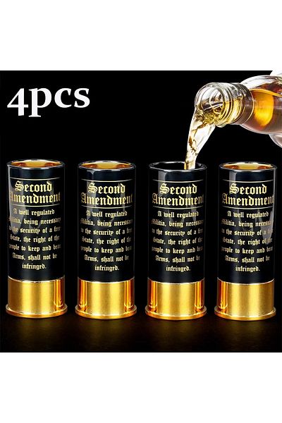 Choice 4pcs Bill Cups 4pcs/Set Plastic 3.4x1.3inch 2nd Amendment 12 Gauge Shot Glass, Patriotic Amendment S