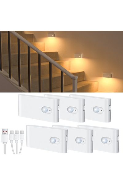 Choice White 6PCS WILLED Motion Sensor Night Light Warm White Indoor Rechargeable Stair Light Indoor for Ha