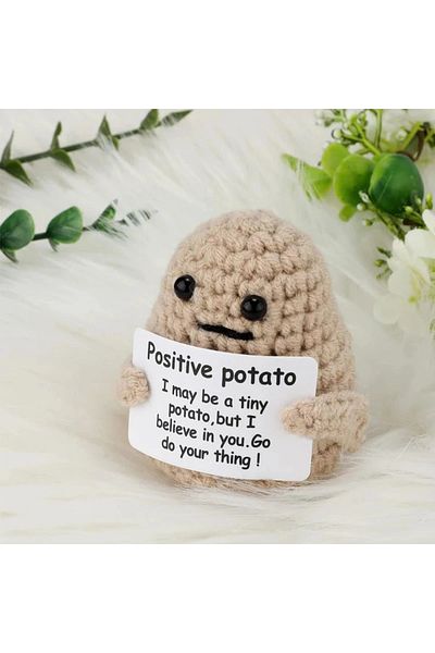 Choice plum New Positive Energy Potato Hug Pocket Mini Handmade Plush Wool Knitting Doll with Card Funny Ch