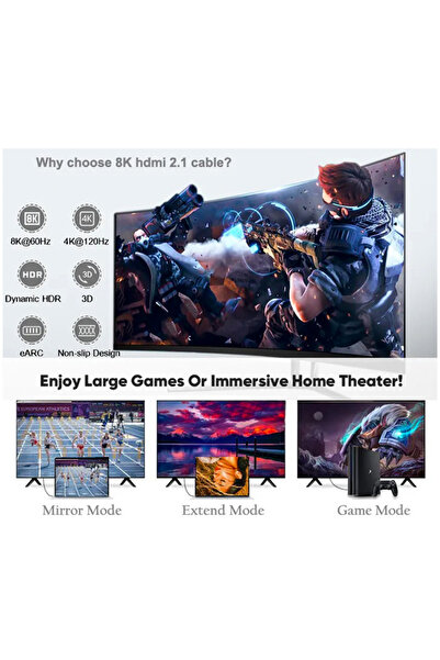 Choice كابل 8K 2.1 عالي الدقة بطول 1.5 متر، كابل 8K عالي الدقة للتلفزيون، بطول 1 متر و1.5 متر و2 متر، متوافق مع جهاز تلفزيون شاومي، PS5، فائق السرعة، متوافق مع 8K@6