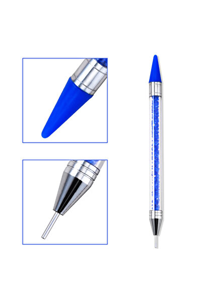 Choice TB89-5 قلم تزيين الأظافر أبيض/وردي، 1/5/10 قطع، رأس شمع بديل، مزين بأحجار الراين/الأحجار الكريمة/السحر