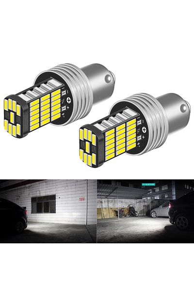Choice قطعتان أبيضتان من مصابيح LED 1156 BA15S P21W S25 7506 عالية الطاقة 45 قطعة 4014SMD فائقة السطوع 1200LM بديلة لـ F