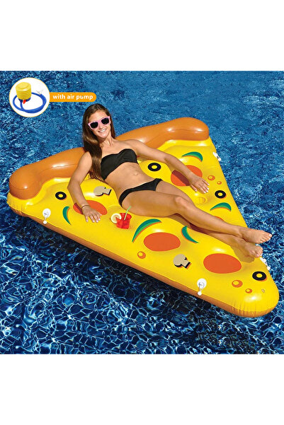 Choice حمام سباحة عائم على شكل بيتزا عملاقة صفراء ساخنة، مرتبة قابلة للنفخ، ح...