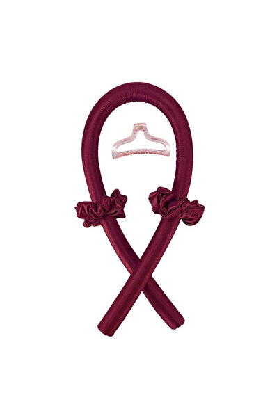 Choice عصابة رأس بلون أحمر نبيذي مع بونيه ساتان بدون حرارة، مكواة تجعيد شعر بدون حرارة، بكرات شعر ناعمة