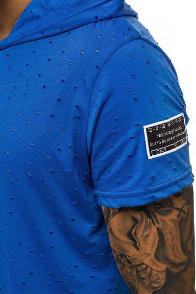 Madmext Saks T-Shirt mit Kapuze und zerrissenem Ausschnitt 3069