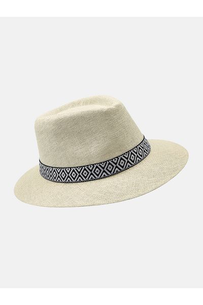 Milleniva Summer Straw Ecru Panama Trilby Hat