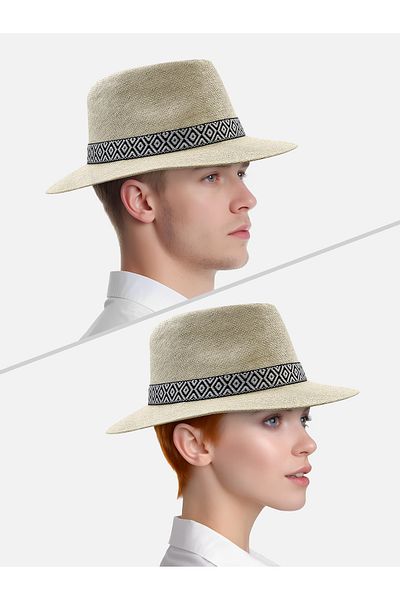 Milleniva Summer Straw Ecru Panama Trilby Hat
