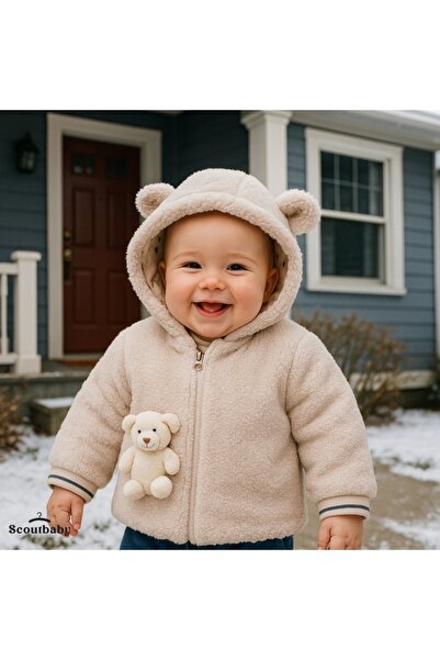 andywawa Unisex Bebek Peluş Mont Yumuşak ve Rahat Kışlık Bebek Montu