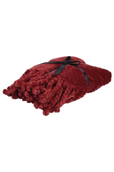 Homelux Emma pled with handmade tassels, 130x160 cm, fleece look, red
