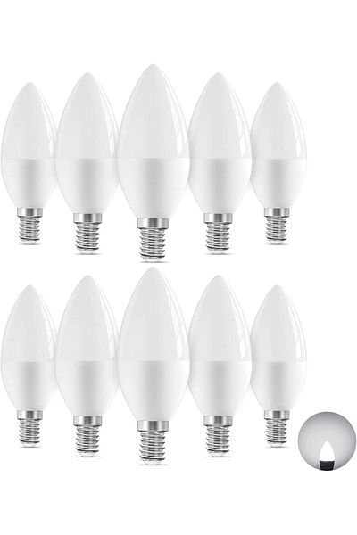 Generic Litex 10 Pcs C37 Led Candle Bulbs 8w Cool White – Non-dimmable For Chandeliers & Wall Lamps