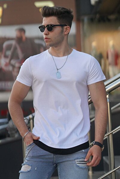 Madmext تي شيرت رجالي أبيض أساسي 4465