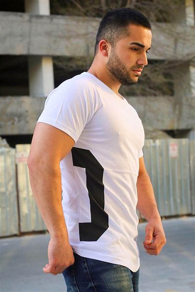 Madmext Werbeärmeliges weißes T-Shirt 4102