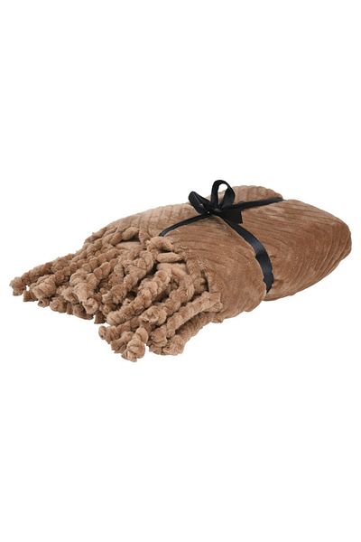 Homelux Emma pled with handmade tassels, 130x160 cm, fleece look, beige