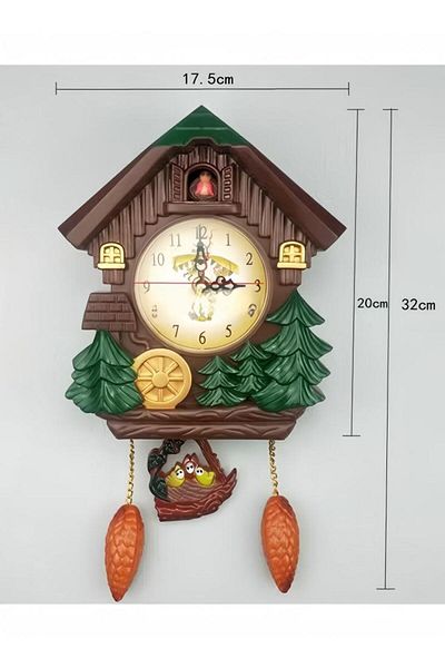 Generic ساعة حائط بتصميم بيت الوقواق الكرتوني، موسيقى كل ساعة، متوفرة بألوان متعددة، 21.00×7.20×18.00 سم