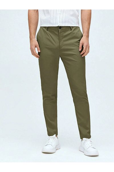 WKM Pantaloni chino de in pentru bărbați, ocazional, cu croiala normală